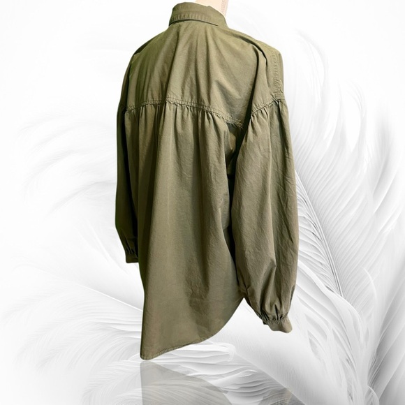 Rails ‘Janae’ High Low Button-Down Shirt in Green “Olive Smoke” Size Medium - Picture 12 of 15